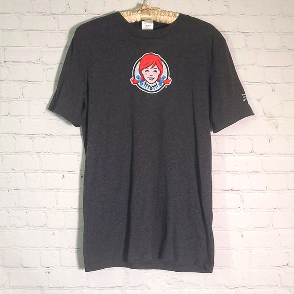 Wendy's Employee Merch Graphic Tee Tshirt Front & Back Gray Womens Size Small - Picture 4 of 16